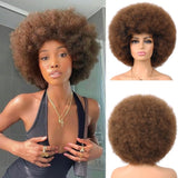 70s Dark Grey Afro Curly Wigs Synthetic Hair - Wigtrends