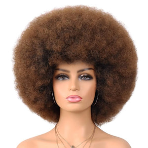 70s Dark Grey Afro Curly Wigs Synthetic Hair - Wigtrends