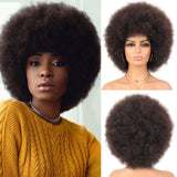 70s Dark Grey Afro Curly Wigs Synthetic Hair - Wigtrends