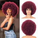 70s Dark Grey Afro Curly Wigs Synthetic Hair - Wigtrends