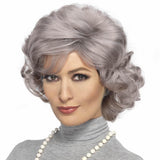 Old woman wig Grandma wig Grey white synthetic hair wig