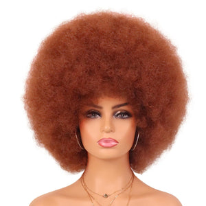 70s Dark Grey Afro Curly Wigs Synthetic Hair - Wigtrends