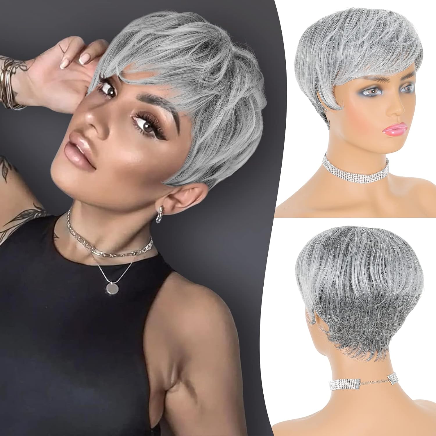 Short Pixie Cut Wigs Human Hair Wigs Coffee Brown Pixie Haircut Wig - Wigtrends