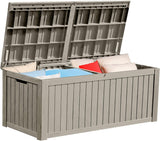 YITAHOME 180 Gallon Large Outdoor Storage XL Deck Box w/Divider for Patio Furniture,Outdoor Cushions, Garden Tools, Sports Equipment and Pool Supplies, Waterproof, Resin, Lockable, Taupe