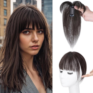 Clip in Bangs 100% Human Hair Toppers 360°3D Hair Pieces Clip On Air Bangs Extensions - Wigtrends