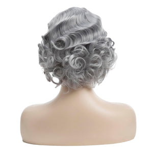 Short Curly White Wig for Women Synthetic Natural Wavy Costume Wig - Wigtrends