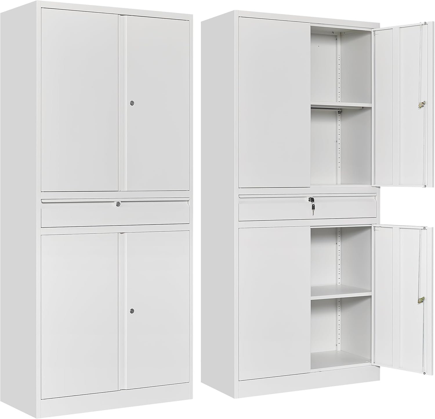 SISESOL Metal Storage Cabinet with Wheels,75 inch Tall Rolling Garage Storage Cabinet with Lock,Black Metal Cabinets with Wheels and Shelves,Deep Heavy Duty Tool Locker for Garage,Home,Office,Shop