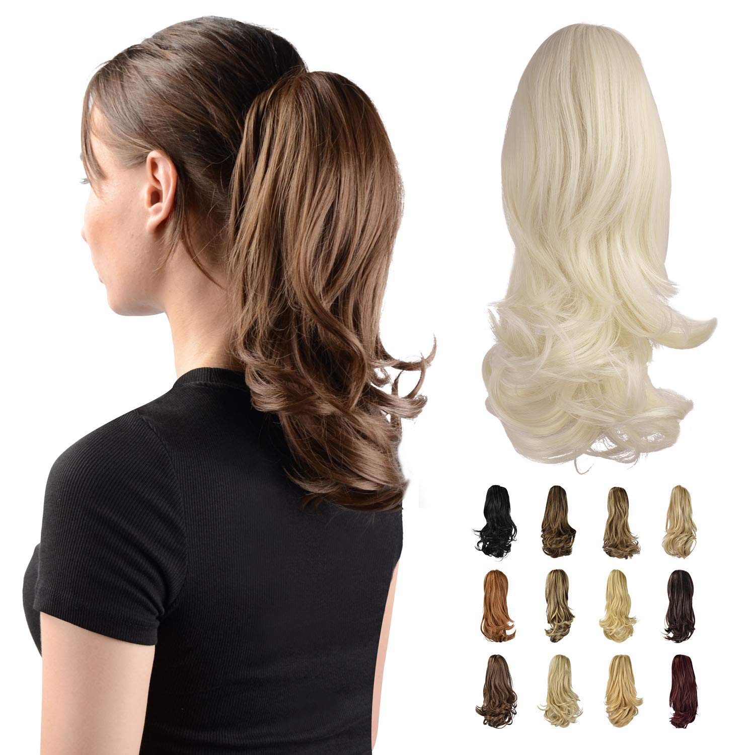 13" Ponytail Extension Long Clip in Claw Hair Extension Human Hair Wig piece