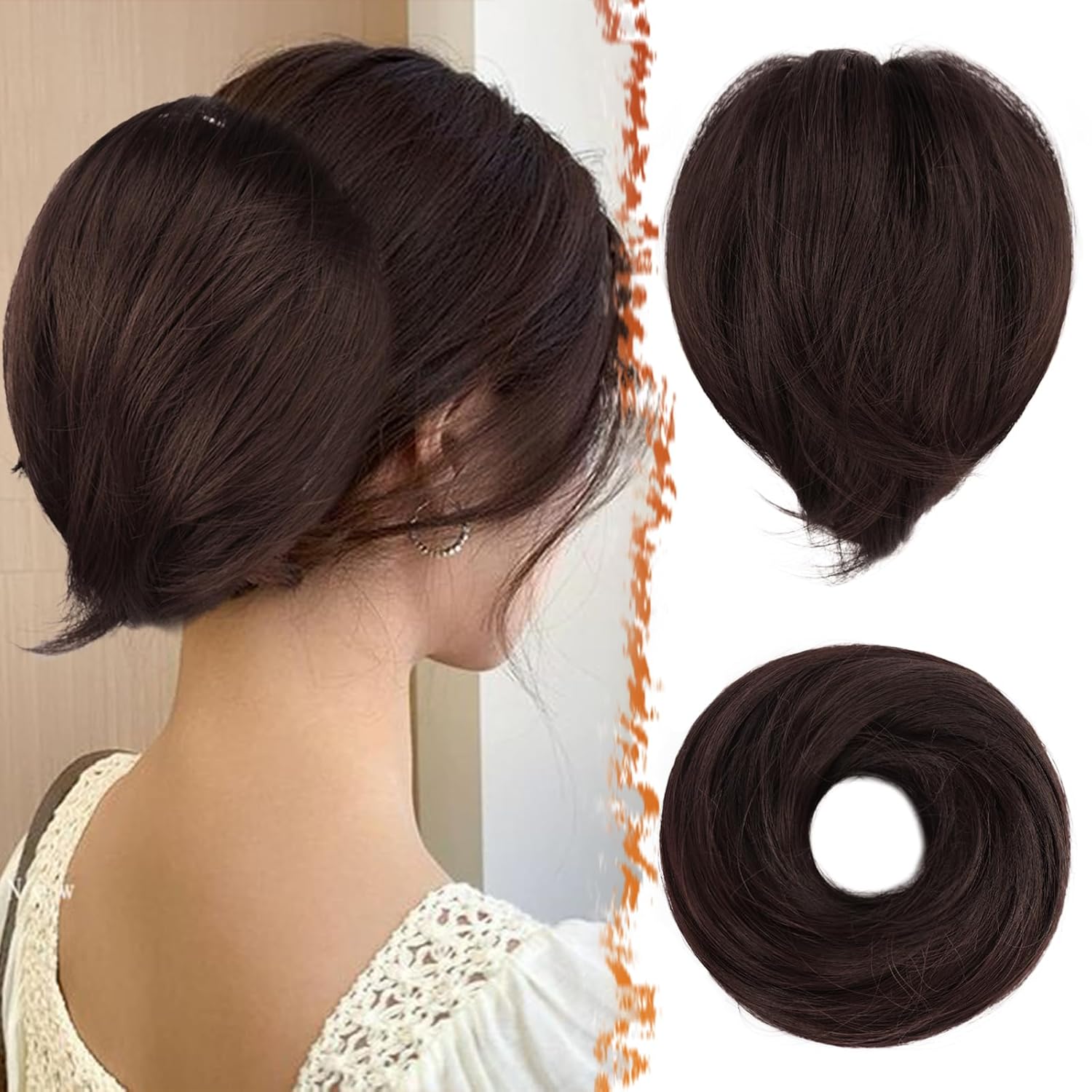 Hair Bun Ponytail Extension Straight Synthetic Hairpiece Fully Short Ponytail