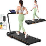 UREVO Strol 2E Smart 2-in-1 Folding Treadmill, Compact Walking Pad with Safety Handle, Plug and Play, Dual LED Display, Workout APP, Walking or Running for Home Office, Remote Included