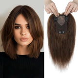 Real Human Hair Topper10 inch Women for Thinning Hair Swiss Base Hairpiece - Wigtrends