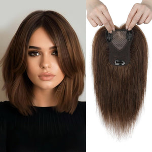 Real Human Hair Topper10 inch Women for Thinning Hair Swiss Base Hairpiece - Wigtrends