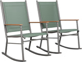 Shintenchi 2 Pieces Outdoor Rocking Chair Set,Upgraded Patio Set with High Back,Breathable Fabric Chairs Outdoor Textilene Rocking Chair for Patio, Garden, Balcony, Pool