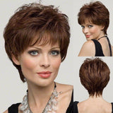 Short Grey Human Hair Wigs for Women Natural Pixie Cut Wig Daily Hair - Wigtrends