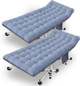 2 Pack Camping Cot with Mattress Comfortable Cot Bed Folding Cot Heavy Duty Cots for Sleeping with Carry Bag for Adults Kids Guest Bed Outdoor Indoor Home