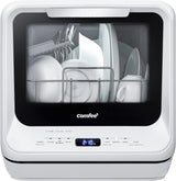 COMFEE' Portable Mini Dishwasher Countertop with 5L Built-in Water Tank for Apartments& RVs, No Hookup Needed, 6 Programs, 360° Dual Spray, 162℉ High-Temp& Air-Dry Function