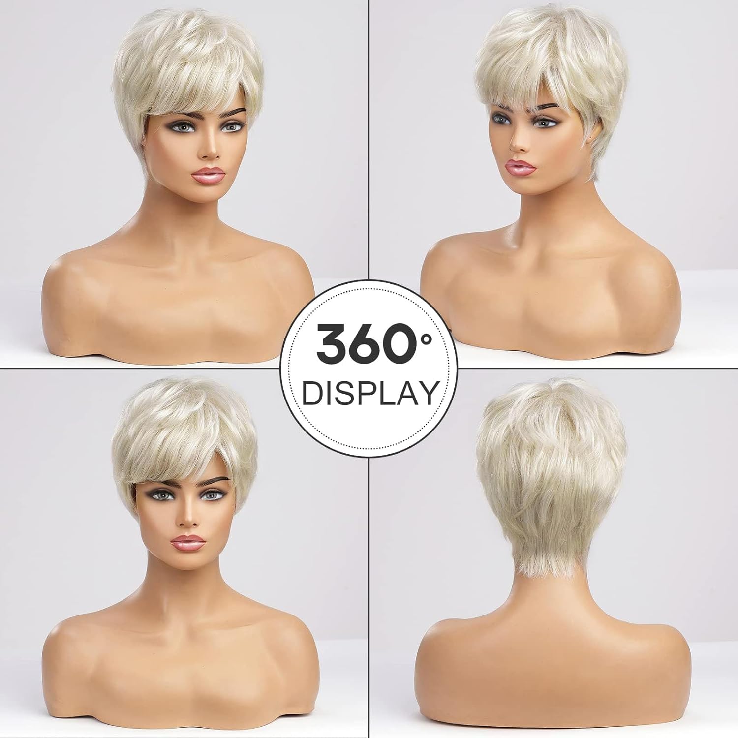 Short Grey Human Hair Wigs for Women Natural Pixie Cut Wig Daily Hair - Wigtrends