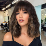 Short For White Women Platinum Curly Bob Wigs With Bangs White Bob Human Hair Wigs