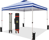 Crown Shades 10x10 Pop Up Canopy - Beach Tent with One Push Setup - Outdoor Sun Shade for Events, Parties, Camping - Gazebo with STO-N-Go Cover Bag, Silver Coated Top, 3 Height& 4 Sand Bags, Sky Blue