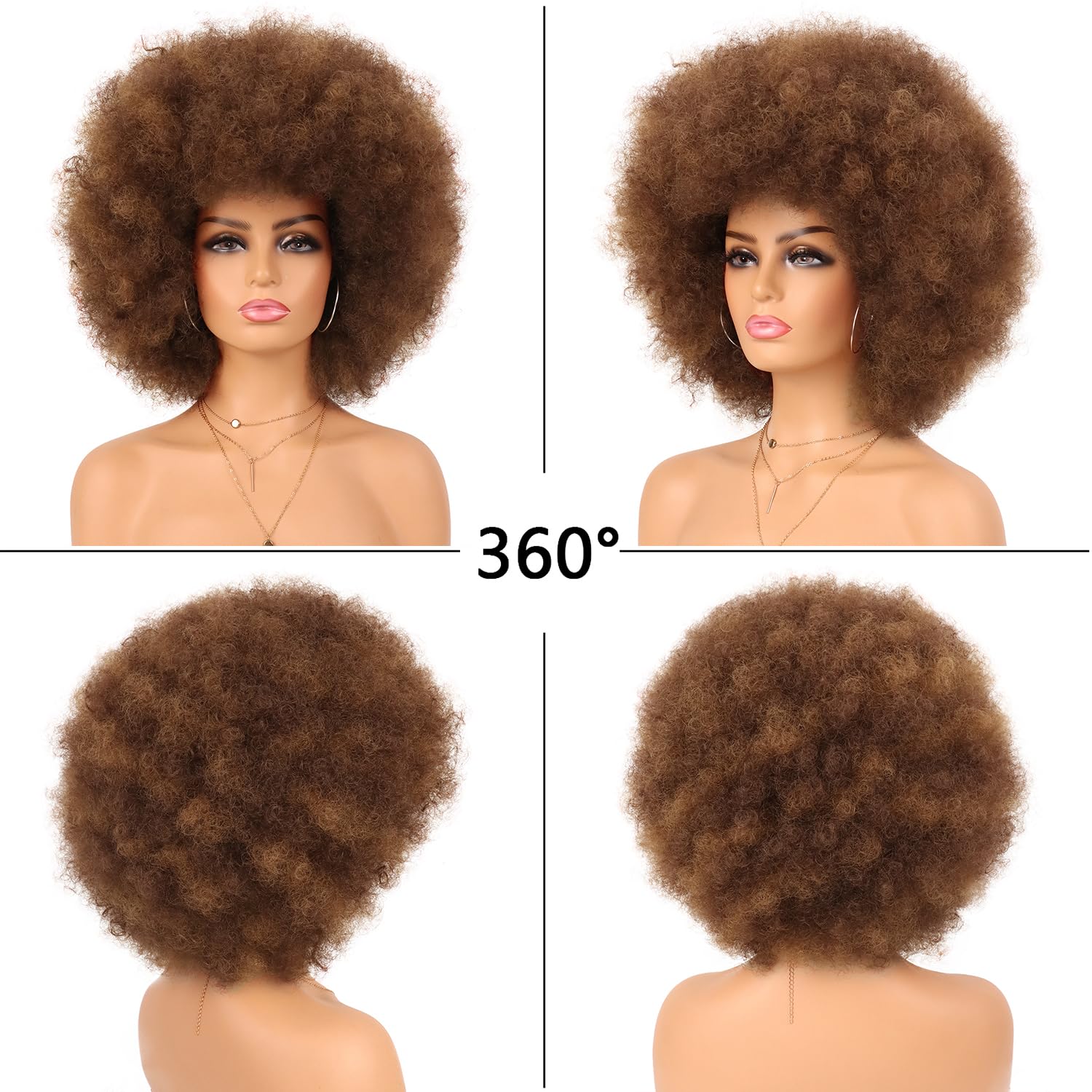 70s Dark Grey Afro Curly Wigs Synthetic Hair - Wigtrends