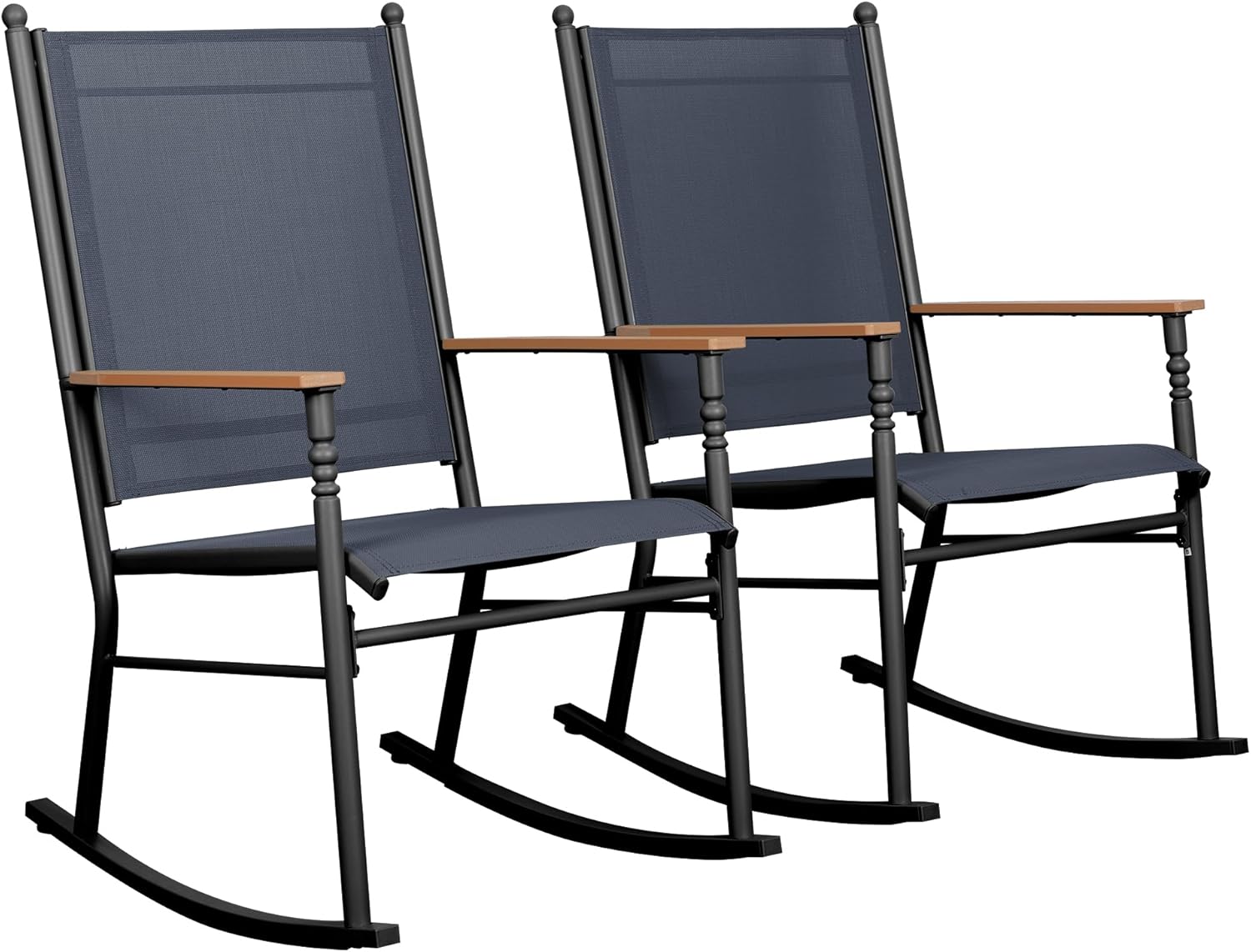Shintenchi 2 Pieces Outdoor Rocking Chair Set,Upgraded Patio Set with High Back,Breathable Fabric Chairs Outdoor Textilene Rocking Chair for Patio, Garden, Balcony, Pool