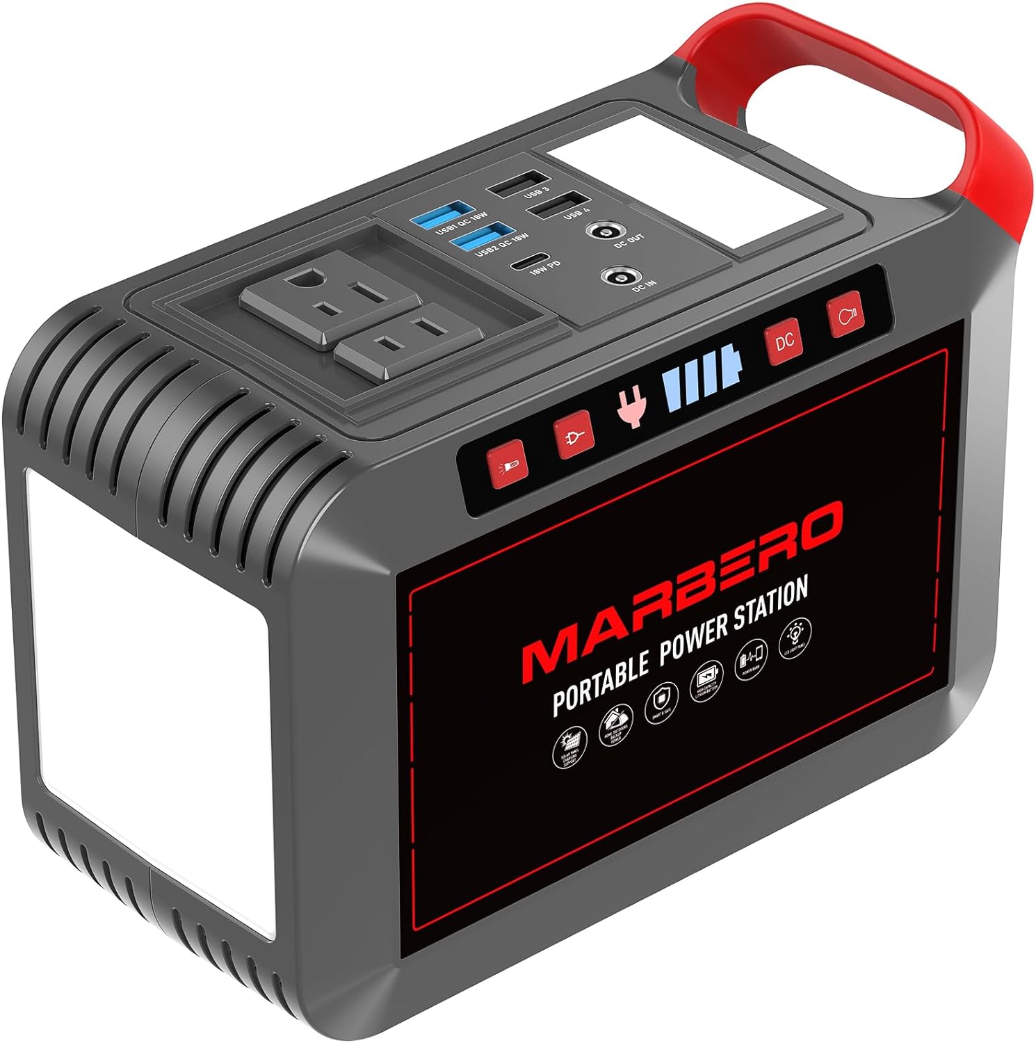 MARBERO Portable Power Station 88Wh Camping Lithium Battery Solar Generator Fast Charging with AC Outlet 120W Peak Power Bank(Solar Panel Optional) for Home Backup Outdoor Emergency RV Van Hunting