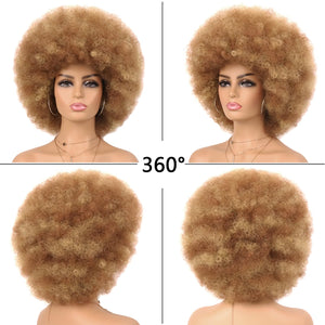 70s Dark Grey Afro Curly Wigs Synthetic Hair - Wigtrends