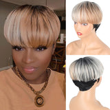 Short Curly Bob Layered Wig Wavy Salt and Pepper Gray Wig