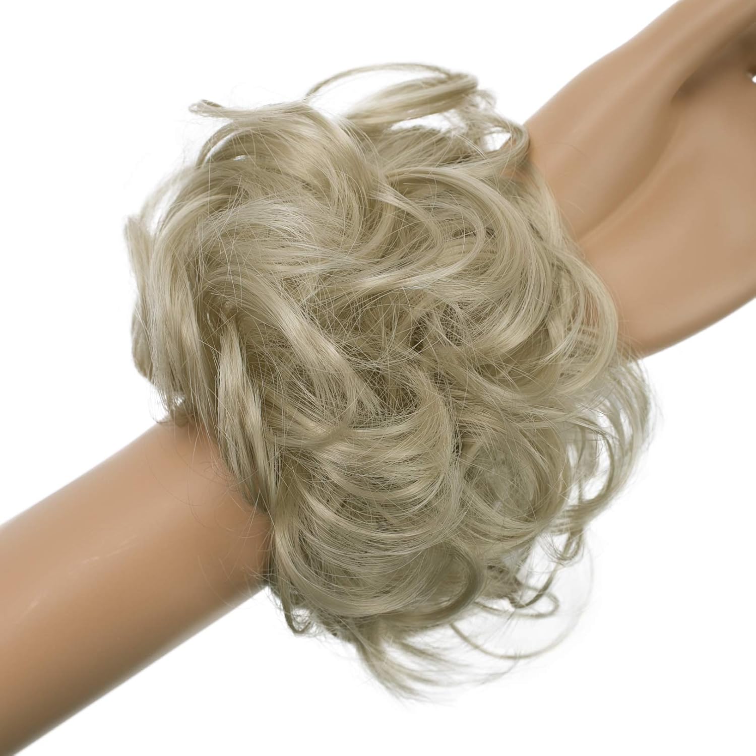 Messy Scrunchie Bun Voluminous Wavy Hairpiece Heat-resistant Synthetic Fibres Blond Mix