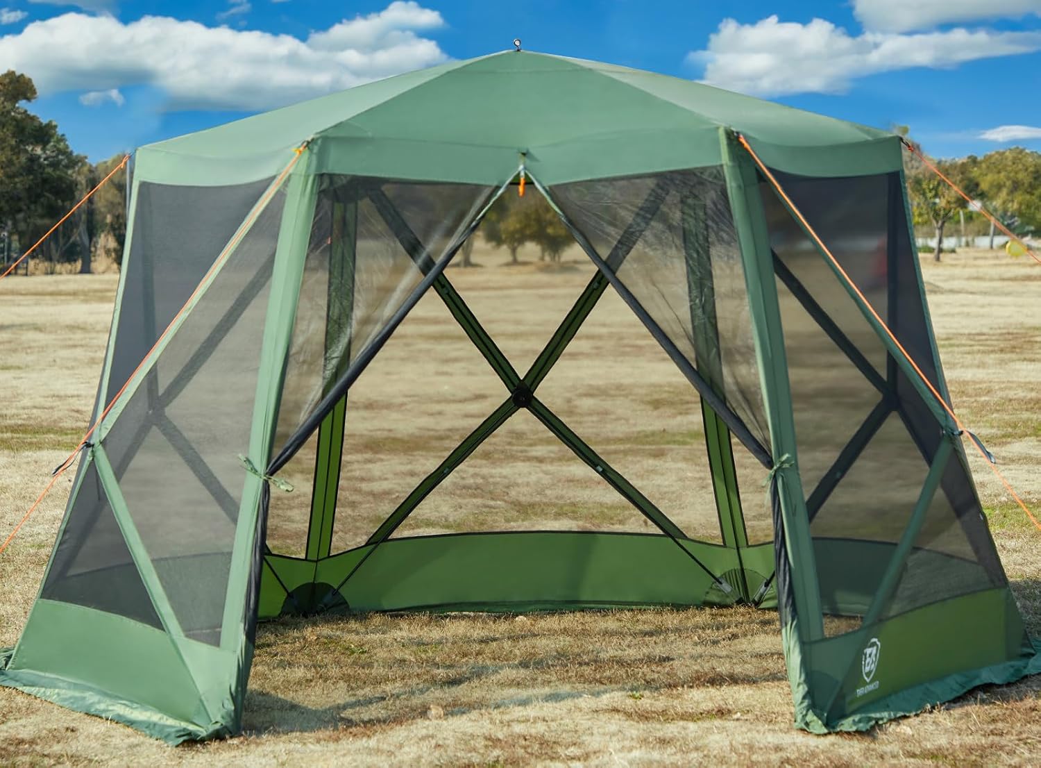EVER ADVANCED Pop up Screen House Tent for Camping 11.5 x 9.8 ft, Instant Screened Gazebo Canopy with Netting, Portable Shelter Enclosure for Outdoor, Backyard, Khaki