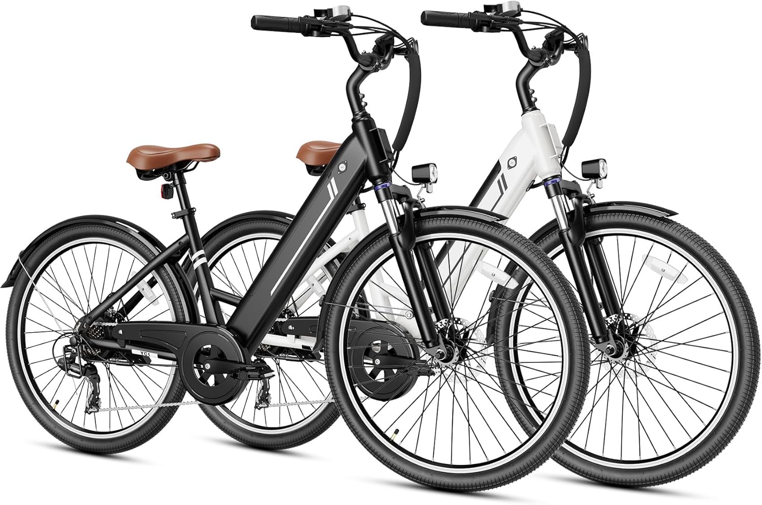 Jasion YC1/ST 26" Electric Bike, 750W Peak Motor, Step-Through Ebike for Adults, 360WH Removable Battery, Up to 40miles, Max 23MPH Urban Commuter E-Bike, 7 Speeds & Front Suspension