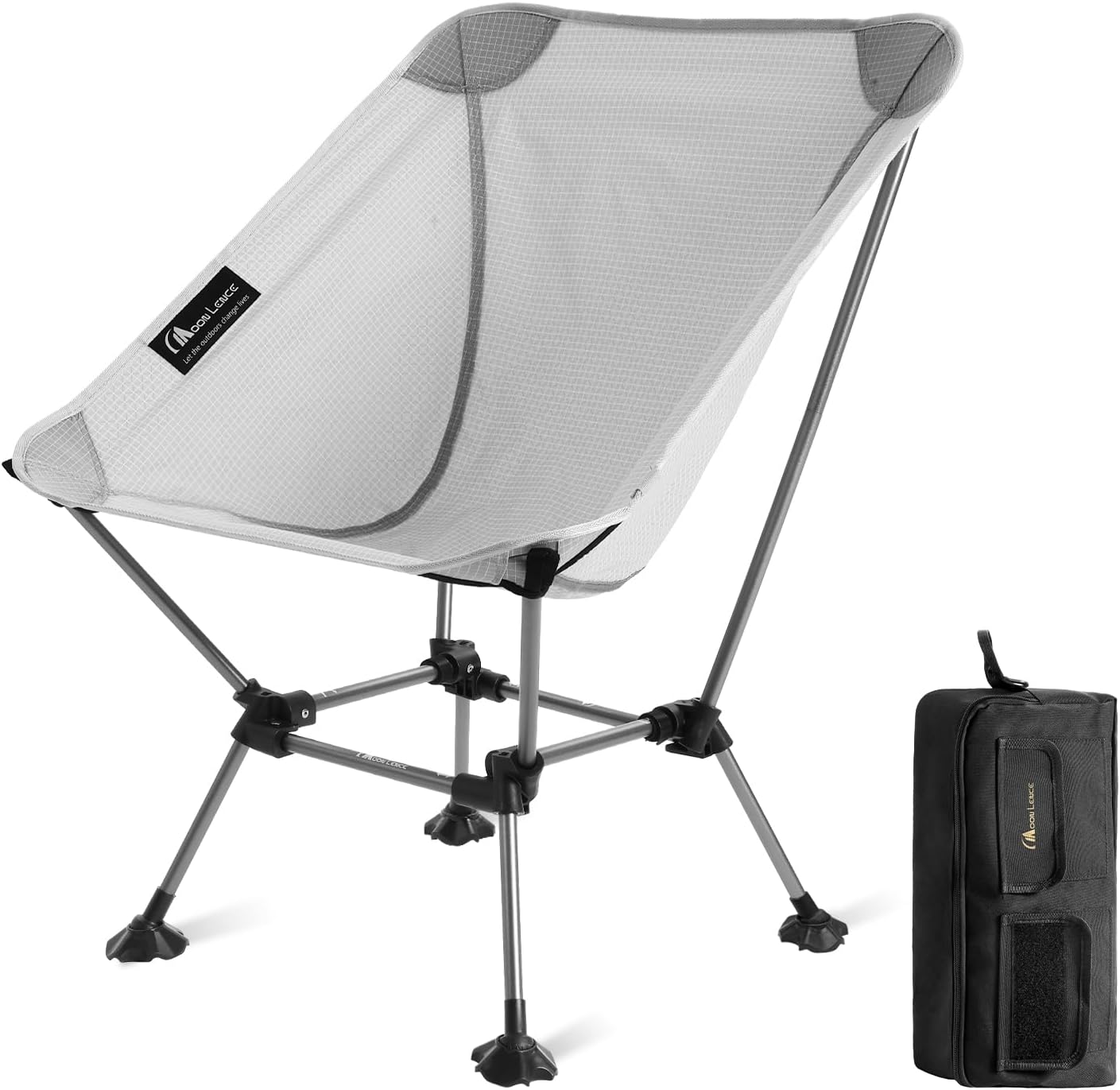 MOON LENCE Portable Camping Chair Plus, Larger & Roomier, Compact and Lightweight Still, Folding Chair for Backpacking & Hiking, 330Lbs Capacity (Black)