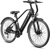 Jasion YC1/ST 26" Electric Bike, 750W Peak Motor, Step-Through Ebike for Adults, 360WH Removable Battery, Up to 40miles, Max 23MPH Urban Commuter E-Bike, 7 Speeds & Front Suspension