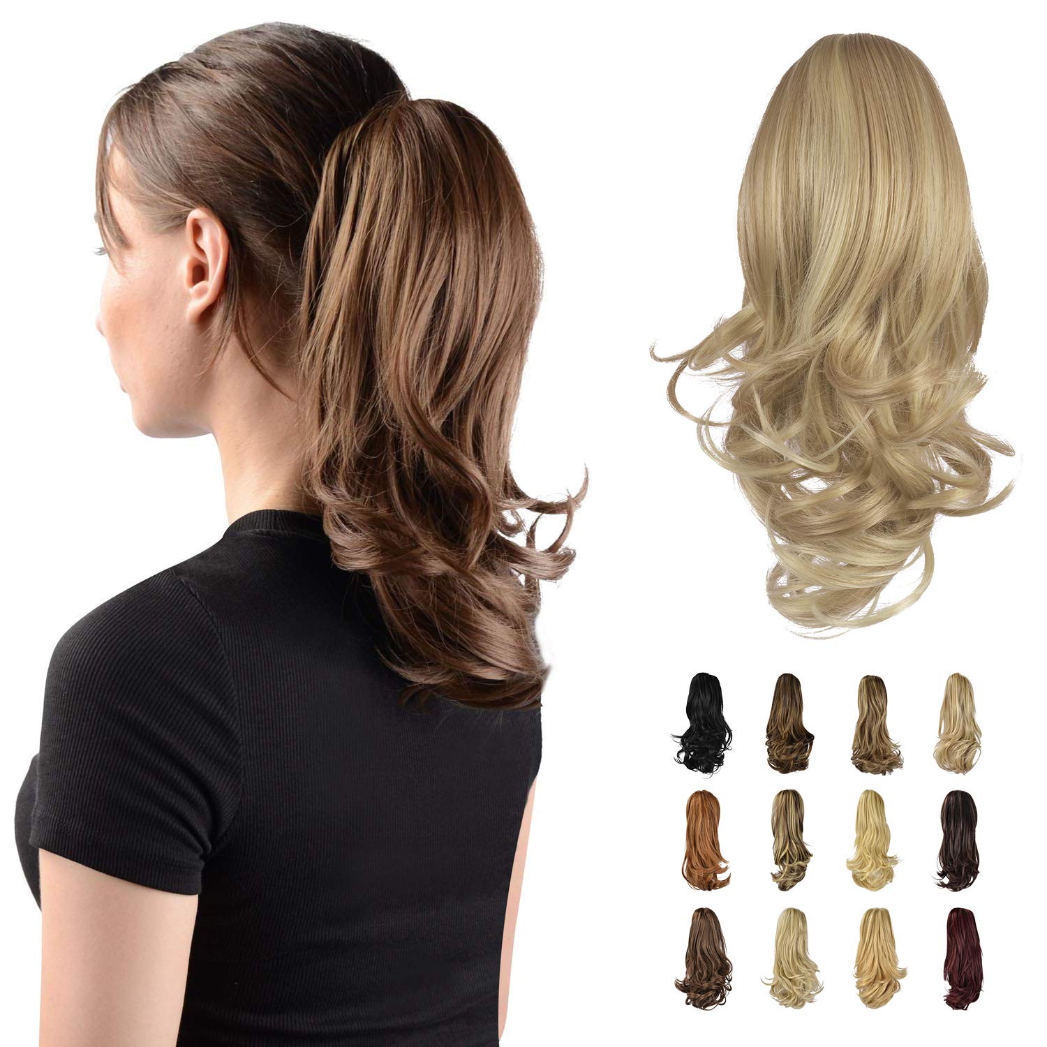 13" Ponytail Extension Long Clip in Claw Hair Extension Human Hair Wig piece