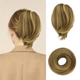 Hair Bun Ponytail Extension Straight Synthetic Hairpiece Fully Short Ponytail