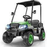 R9 24V Kids Golf Cart, 4 Seats, 4WD Kids Electric Car w/Remote Control, Detachable Awning, Spring Suspension, Multimedia Functions Including Music, Story, Wireless Connection, Horn, Power Display