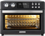 28QT Air Fryer Toaster Oven Combo, Large 12-in-1 Convection Countertop Oven with 3-Layer Cooking, Rotisserie for Chicken, 6 Heating Tubes, Fast Preheat, Fits 11" Pizza, Full Accessories, Sparkle Black