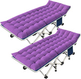 2 Pack Camping Cot with Mattress Comfortable Cot Bed Folding Cot Heavy Duty Cots for Sleeping with Carry Bag for Adults Kids Guest Bed Outdoor Indoor Home