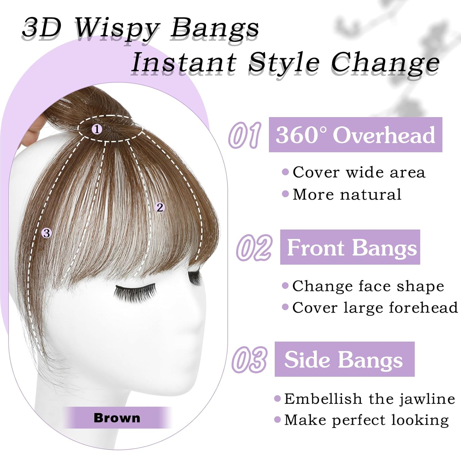 Clip in Bangs 100% Human Hair Toppers 360°3D Hair Pieces Clip On Air Bangs Extensions - Wigtrends