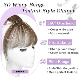 Clip in Bangs 100% Human Hair Toppers 360°3D Hair Pieces Clip On Air Bangs Extensions - Wigtrends