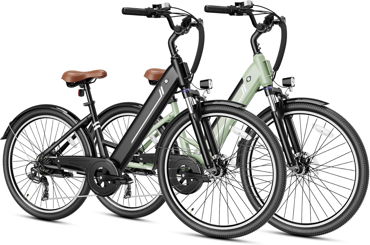 Jasion YC1/ST 26" Electric Bike, 750W Peak Motor, Step-Through Ebike for Adults, 360WH Removable Battery, Up to 40miles, Max 23MPH Urban Commuter E-Bike, 7 Speeds & Front Suspension
