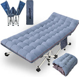 2 Pack Camping Cot with Mattress Comfortable Cot Bed Folding Cot Heavy Duty Cots for Sleeping with Carry Bag for Adults Kids Guest Bed Outdoor Indoor Home