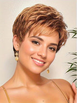 Short Mixed for Women Layered Red Brown Pixie Cut Wig with Bangs Heat Synthetic Short Hair Wigs