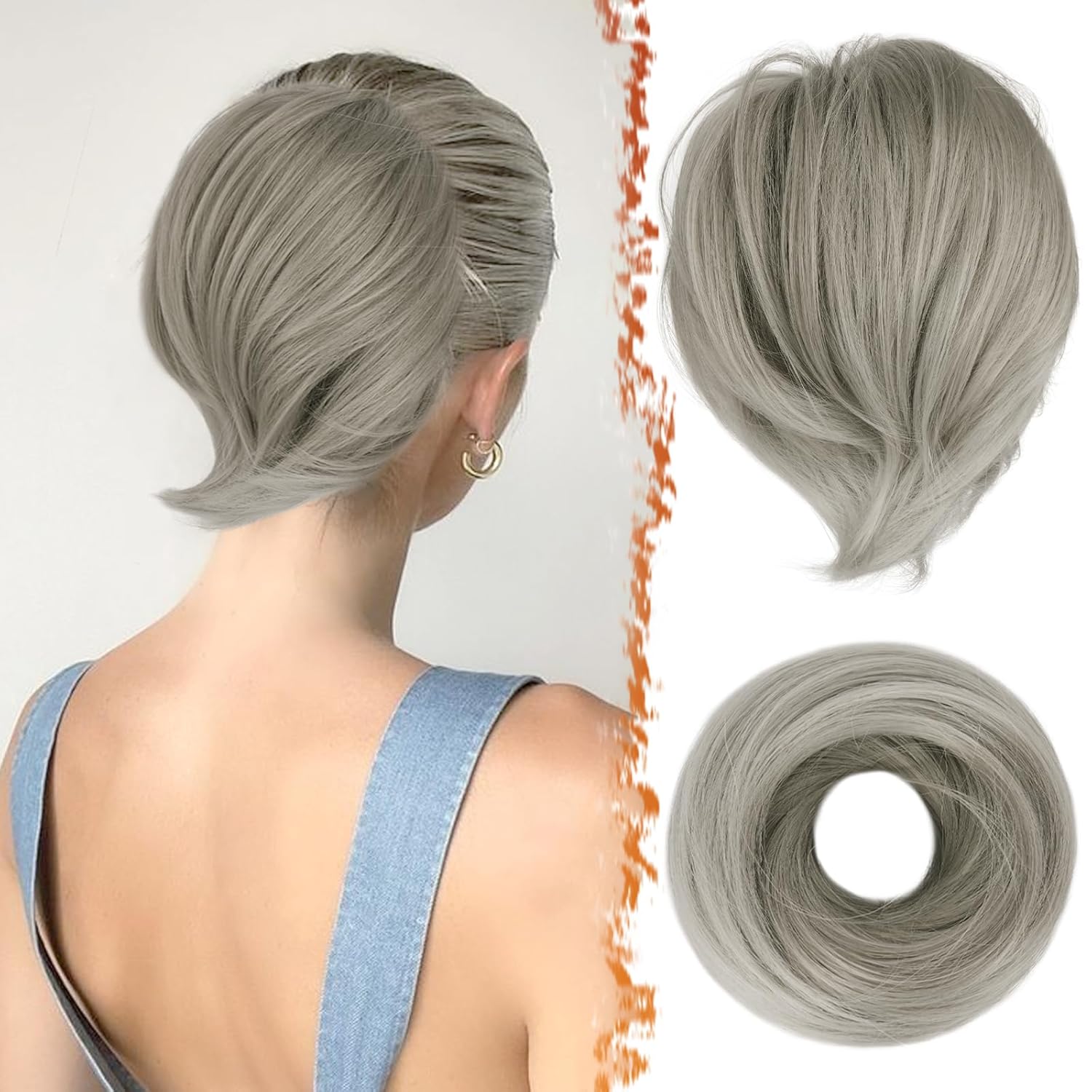 Hair Bun Ponytail Extension Straight Synthetic Hairpiece Fully Short Ponytail