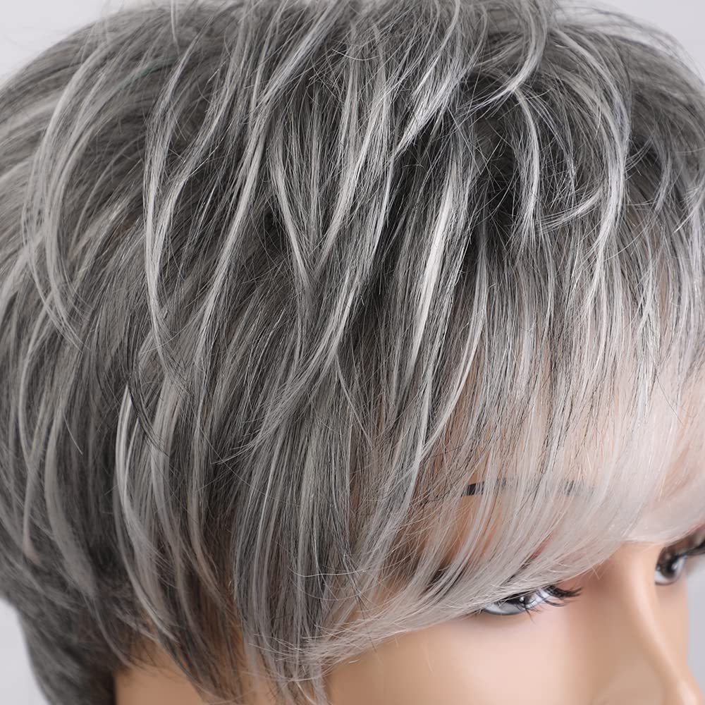 Pixie Cut Human Hair Wigs for Women Pretty Short Gray Wigs for Women Natural Realistic - Wigtrends