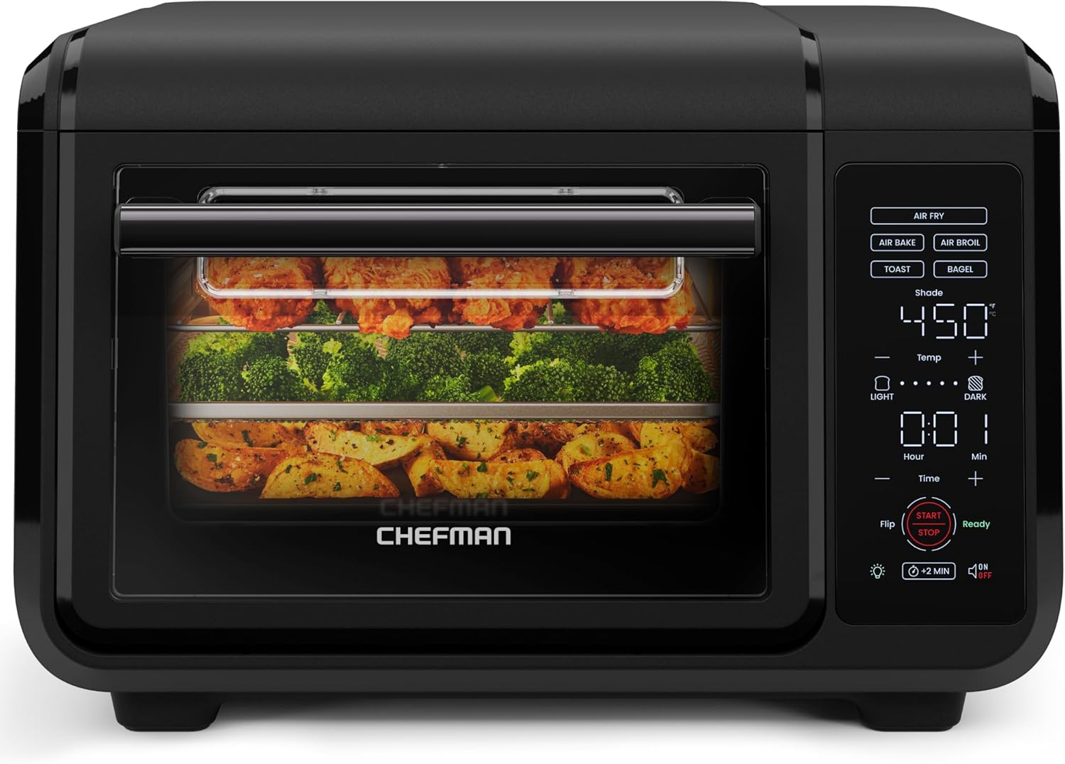 Chefman Air Fryer Toaster Oven Combo, 15 Qt. Countertop Oven for Quick & Healthy Meals, Bake, Broil, Air Fry, Toast, and Bagel Functions, 450°F Max Temp, 4 Slice Toaster Oven Air Fryer Combo – White