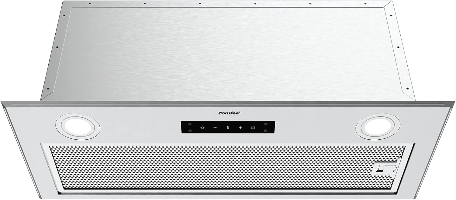 Comfee CVU30W4AST 30 inch Under Cabinet Ducted/Ductless Convertible Slim Vent Durable Stainless Steel Kitchen Reusable Filter, 3 Speed Exhaust Fan and 2 LED Lights Range Hood, 2.0 Version