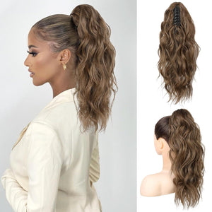 Ponytail Extension 18 Inch Claw Clip Wavy Curly in Synthetic wigs Hair piece - Wigtrends