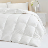 Down Feather Fiber Comforter King Size - All Season Luxury Hotel Duvet Insert, Medium Warmth, 750+ Fill Power Fluffy Premium Comforter with 8 Corner Tabs, White Cotton Cover, 106'' x 90''