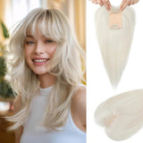 Real Human Hair Toppers for women 10 Inch Clip in Bangs for Thinning Hai Cover Hair Pieces